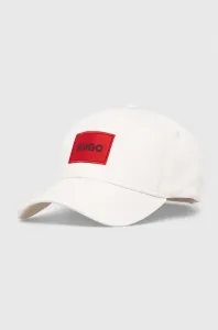 Bavlněná baseballová čepice HUGO bílá barva, s aplikací #6133821