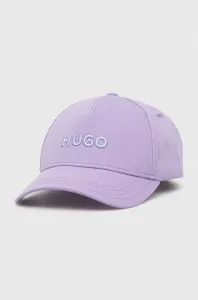 Bavlněná baseballová čepice HUGO fialová barva, s aplikací #4958118