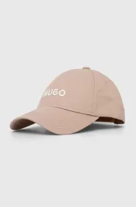 Bavlněná baseballová čepice HUGO šedá barva, s aplikací #6147540