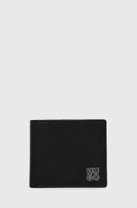 Kožená peněženka HUGO černá barva #4287208
