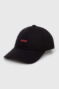 Bavlněná baseballová čepice HUGO černá barva, s potiskem #5410432