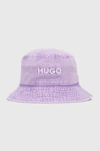 Bavlněná čepice HUGO fialová barva