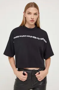 Bavlněné tričko HUGO černá barva #6035306