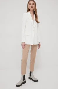 Kalhoty Hugo dámské, béžová barva, jednoduché, high waist #1984208