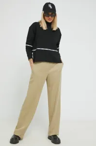 Kalhoty HUGO dámské, béžová barva, široké, high waist #2044448