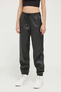 Kalhoty HUGO dámské, černá barva, high waist #5410765