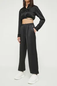 Kalhoty HUGO dámské, černá barva, jednoduché, high waist #5448244