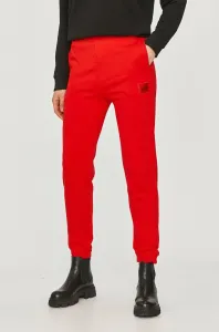 Kalhoty Hugo dámské, červená barva, hladké, 50455983