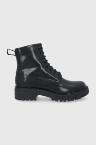 Kožené kotníkové boty Hugo dámské, černá barva, na platformě #5568404