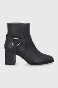 Kožené kotníkové boty Hugo dámské, černá barva, na podpatku #5519687
