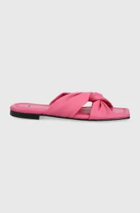 Kožené pantofle HUGO dámské, růžová barva #5067334