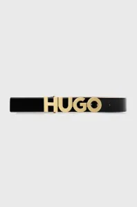 Kožený pásek HUGO dámský, černá barva #1995671