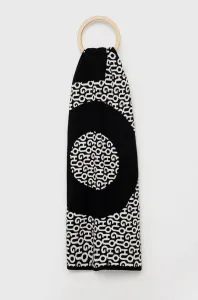 Šátek z vlněné směsi HUGO černá barva, vzorovaný