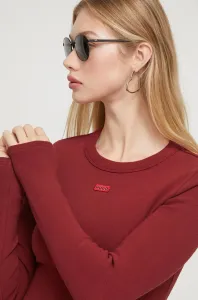 Tričko s dlouhým rukávem HUGO červená barva