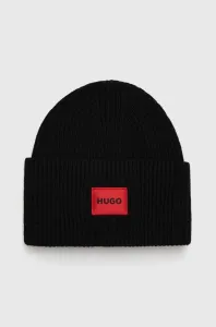 Vlněný klobouk HUGO černá barva, z husté pleteniny #5476521