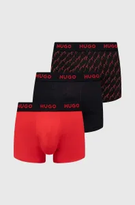 Boxerky HUGO 3-pack pánské, červená barva