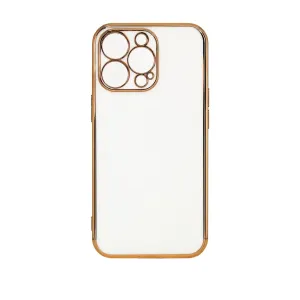 Hurtel Barevné pouzdro Lighting Color pro iPhone 12 Pro Max gelové pouzdro se zlatým rámečkem, bílé