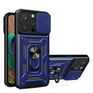Hurtel Hybrid Armor Camshield iPhone 14 Pro Max obrněné pouzdro s krytem fotoaparátu modré