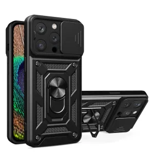 Hurtel Hybrid Armor Camshield iPhone 14 Pro Max pancéřové pouzdro s krytem fotoaparátu černé