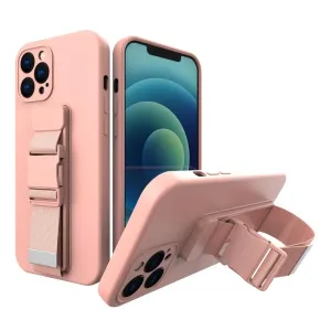 Hurtel Lanové pouzdro gelové pouzdro se šňůrkou řetízek taška šňůrka iPhone 12 mini růžová