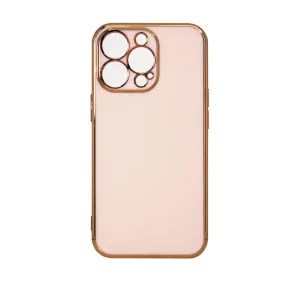 Hurtel Lighting Color pouzdro pro iPhone 12 gelové pouzdro se zlatým rámečkem růžové