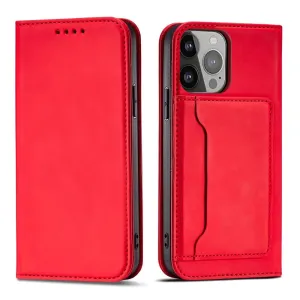 Hurtel Magnetové pouzdro na karty Samsung Galaxy S23+ flip cover wallet stand red