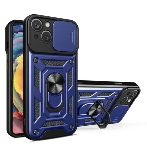 Hurtel Pancéřové pouzdro se stojánkem a krytem fotoaparátu pro iPhone 15 Plus Hybrid Armor Camshield - modré