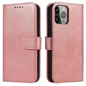 Hurtel Peněženkové pouzdro s klopou pro iPhone 15 Plus Magnet Case - růžové