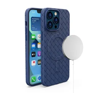 Hurtel Pouzdro MagSafe Woven pro iPhone 13 - námořnická modrá
