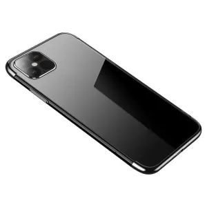 Hurtel Průhledné barevné gelové pouzdro s kovovým rámečkem Samsung Galaxy S21 Ultra 5G černé