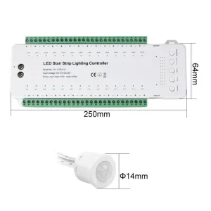 MEDIA-COMP Smart LED ovladač TREP-03 12-24V 240W +2 PIR senzory pro jednobarevné osvětlení schodiště  3-28 schodů