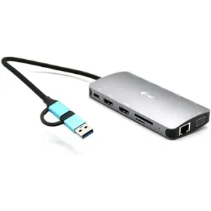 i-tec USB 3.0 USB-C/TB3 3x Display Metal Nano Dock with LAN, PD 100 W
