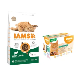 IAMS granule, 3 kg - 10 % sleva - Adult Cat s jehněčím