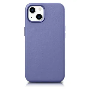iCarer Case Kožené pouzdro pro iPhone 14 Plus světle fialové (kompatibilní s MagSafe)