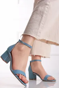 Modré sandály na hrubém podpatku Melyna II #5980588