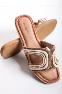 Béžové pantofle s kamínky Juliana #5980127