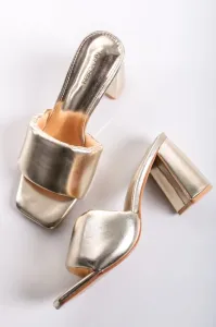 Zlaté pantofle na hrubém podpatku Jeanne