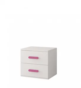 Idzczak Meble Noční stolek SMYK 55 cm bílá, varianta růžové úchytky