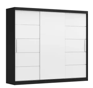 Idzczak Meble Šatní skříň ALBA II 250 cm černá/bílá, varianta bez osvětlení