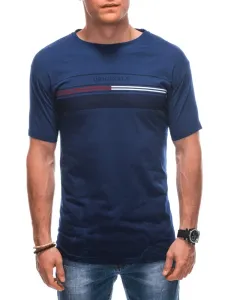 Buďchlap Módní tmavě modré pánské tričko s potiskem S1856 #4773846