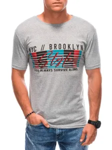 Buďchlap Originální šedé tričko s výrazným nápisem S1870 #4985514