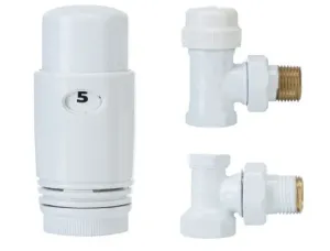 INVENA Termostatická sada ventilů, rohová bílá: hlavice, termostatický ventil, zpětný ventil CD-77-K15-S