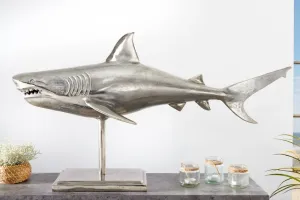 Dekorační socha žralok AMEIS 100 cm Dekorhome Stříbrná