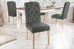 Estila Skandinávská jídelní židle Valentino s masivními nohama a šedým prošívaným čalouněním 104cm