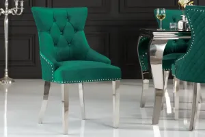 Chesterfield jídelní židle 2 ks FRIXON Dekorhome Smaragdová