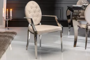 Estila Zámecká jídelní židle Modern Barock béžové barvy s kovovými nohami 92cm