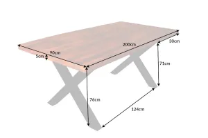 Estila Masivní jídelní obdélníkový stůl Fair Heaven v industriálním stylu z mangového dřeva 200cm