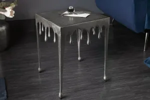 Estila Art-deco příruční stolek Liquid Line stříbrný 44cm