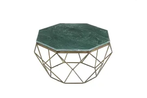 Estila Art-deco mramorový konferenční stolek Adamantino s geometrickou podstavou z kovu 69cm