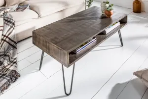 Estila Industriální designový konferenční stolek Sheesham z masivního palisandrového dřeva s úložným prostorem 100cm
